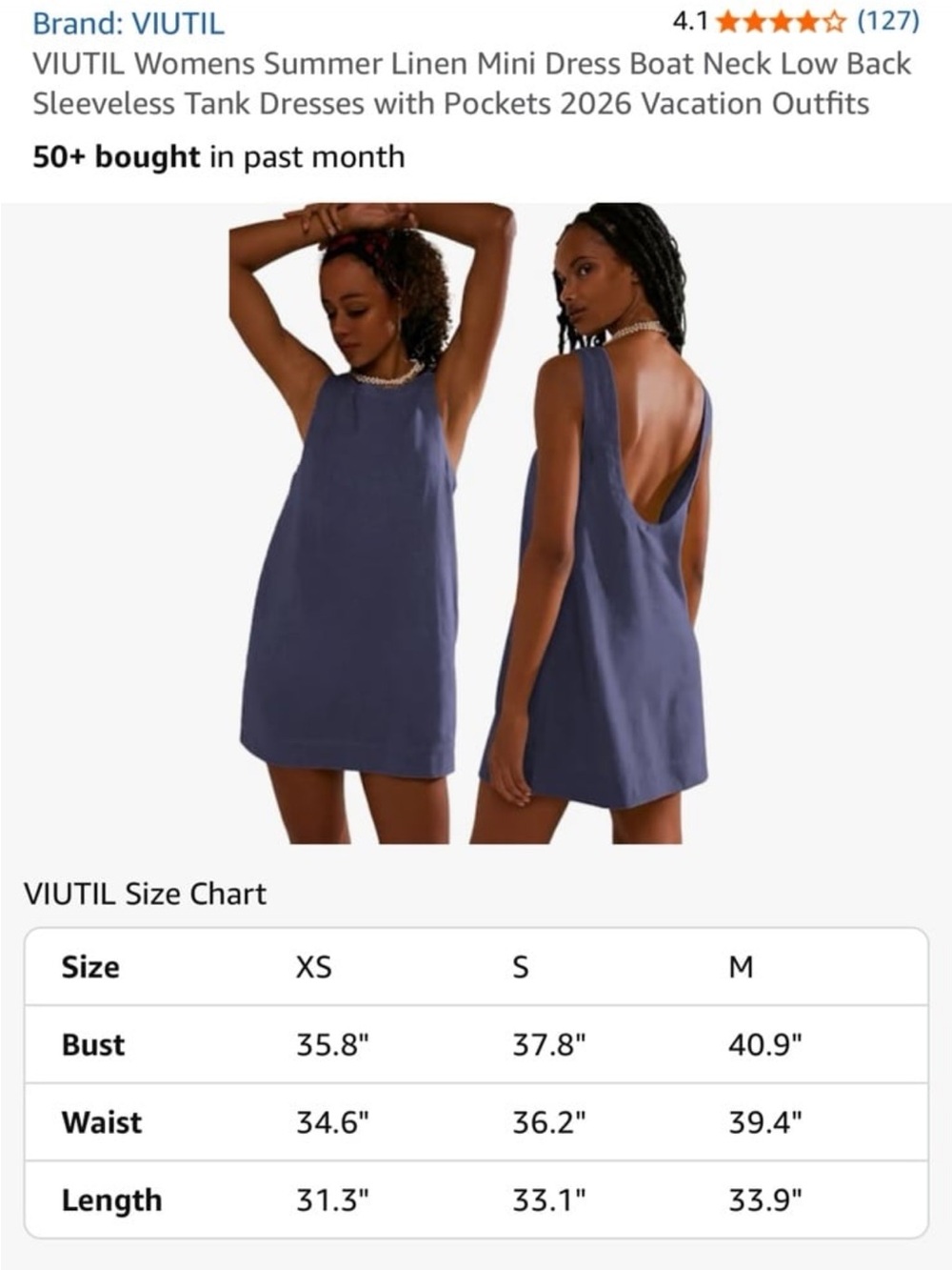 Amazon Women Dress Sleeveless Boat Neck Mini Dress in Slate Blue